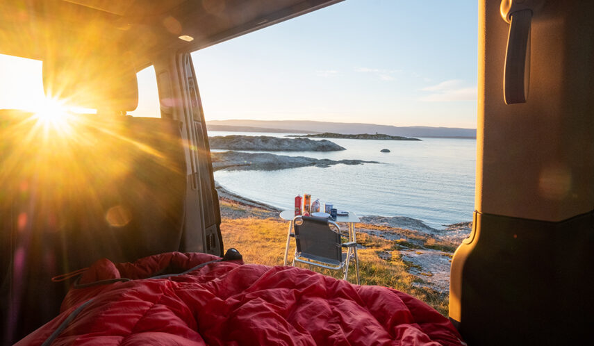 Aussicht aus dem Camper in Norwegen.